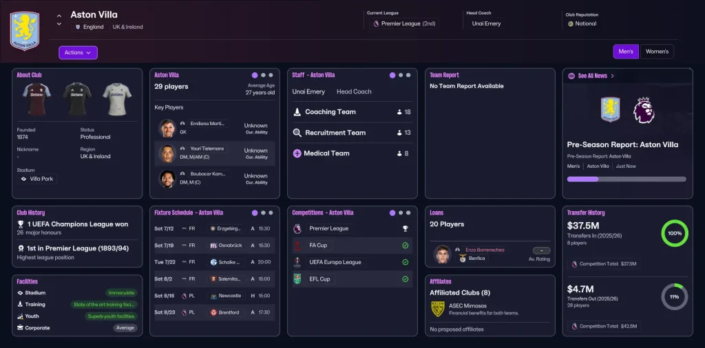 Aston Villa fm26 save ideas