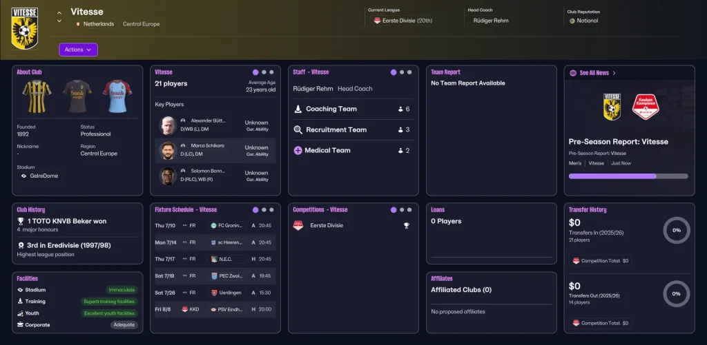 Vitesse: Football Manager 2026 Crisis Management Challenge