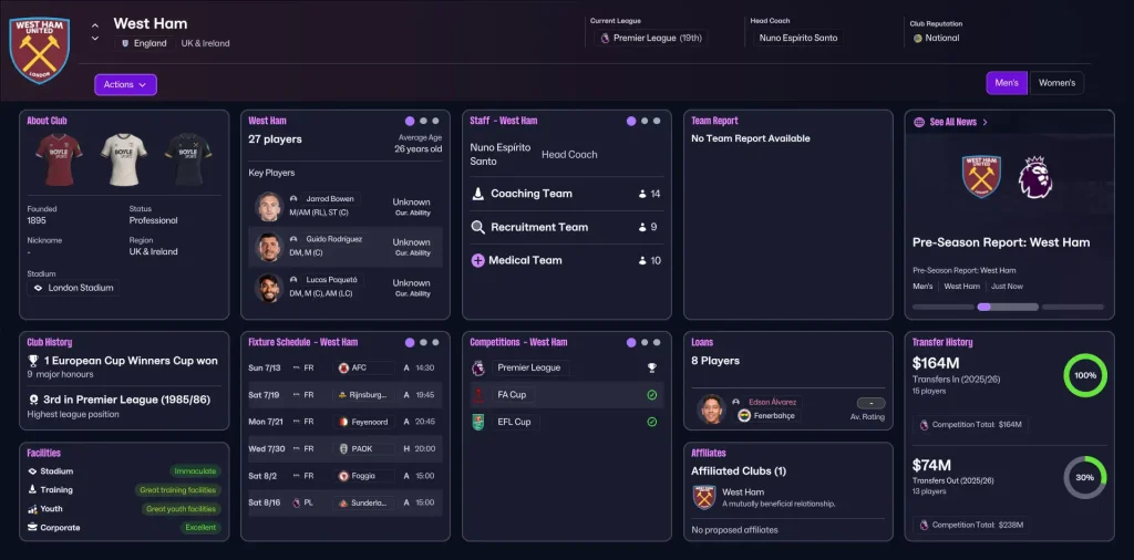 West Ham fm26 save ideas